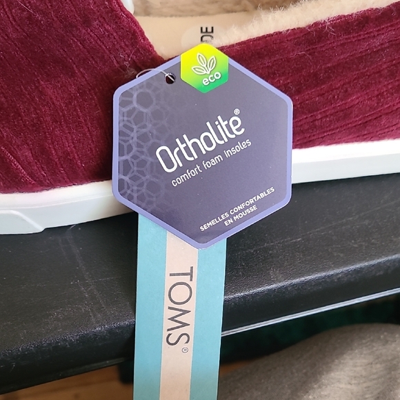 Toms Women's Deep Red Corduroy Loafers - Picture 3 of 6